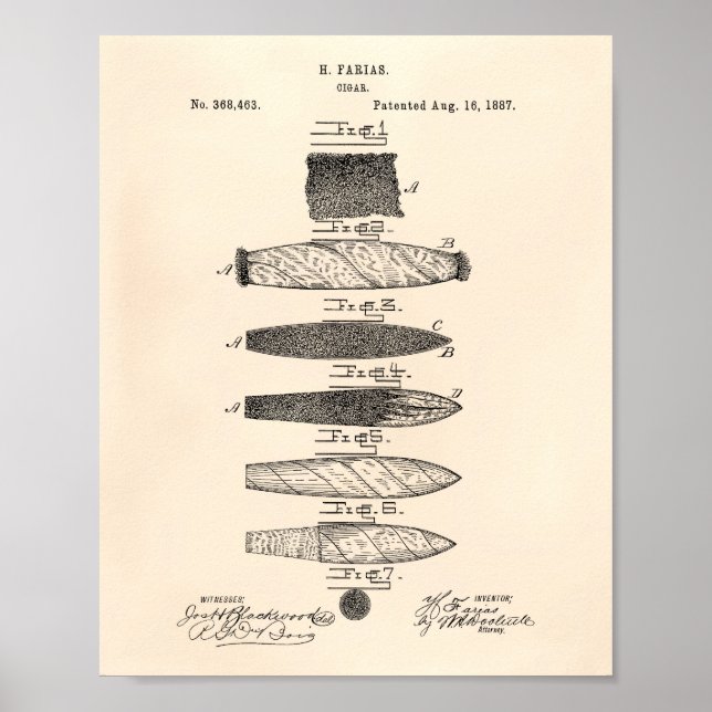 Póster Cigar 1887 Patent Art Old Peper (Frente)