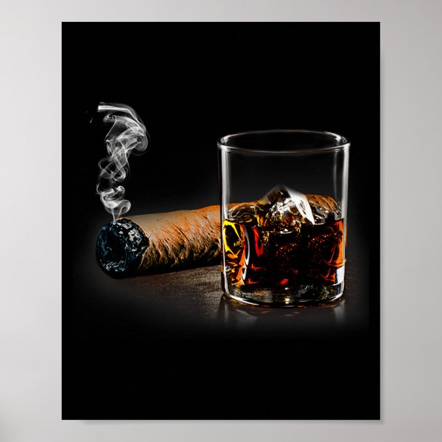 Póster Cigar And Bourbon Great Gift For Cigar Lounge Love (Frente)