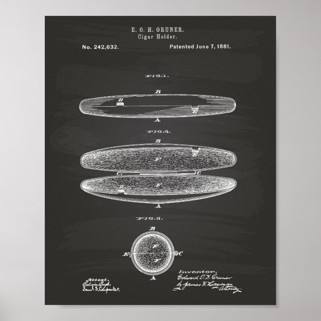 Póster Cigar Holder 1881 Patent Art Chalkboard (Frente)