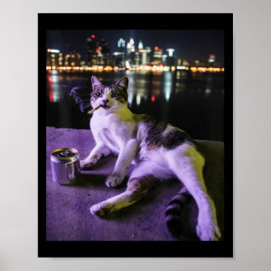 Póster Cigarette Kitten Funny Smony Cat Meme Estúpido Bra