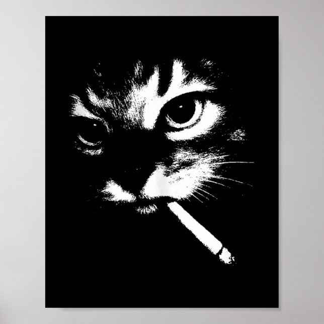 Póster Cigarette Kitten Funny Smony Cat Meme Gangster C (Frente)