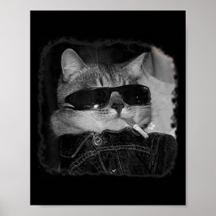 Póster Cigarrillo Gatito Gato Humo Cigarrillo Gracioso