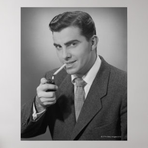 Póster Cigarrillo para encender el hombre