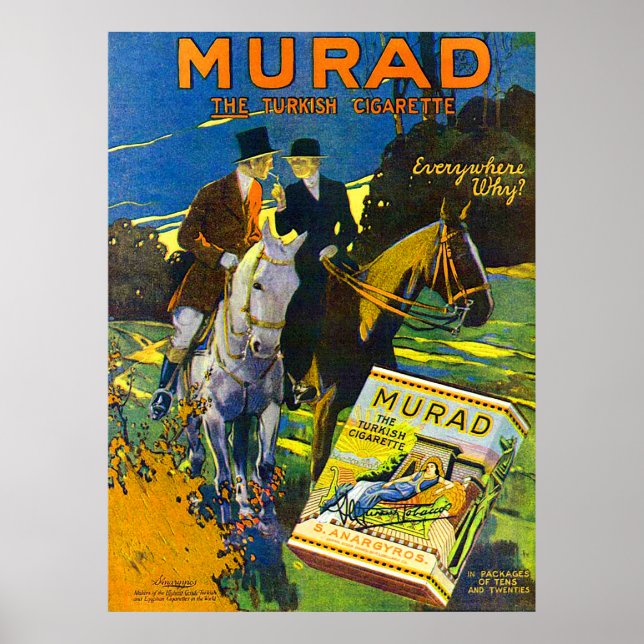 Póster Cigarrillos de Murad 1910 El cigarrillo turco (Frente)