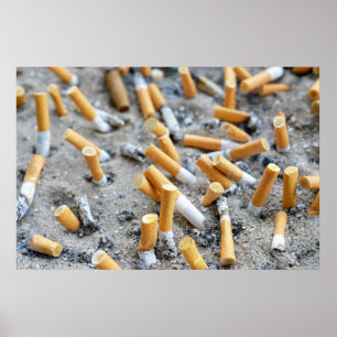 Póster Cigarrillos en cenicero al aire libre