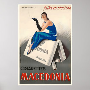 Póster Cigarrillos Macedonia Italia Publicidad Vintage