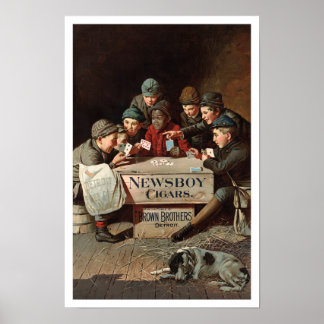 Póster Cigarrillos Newsboy, 1894. Publicidad Antigua