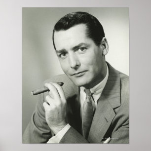 Póster Cigarro que fuma del hombre de negocios