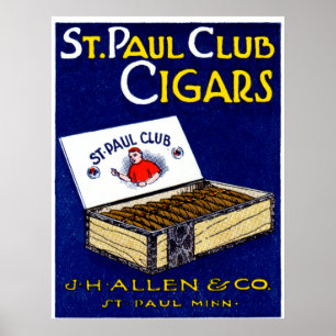 Póster Cigarros del club St. Paul en 1910