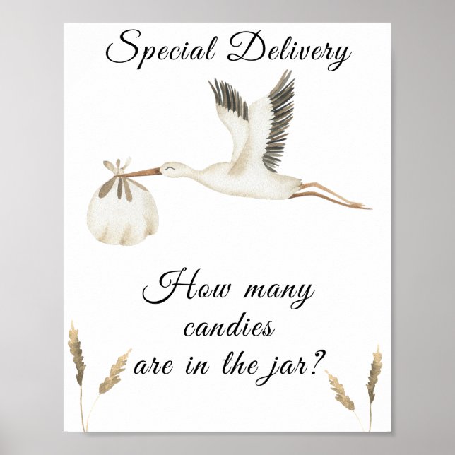 Póster cigüeña - adivina cuántos caramelos hay en el fras (Frente)