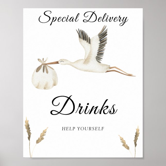 Póster CIGÜEÑA - BEBIDAS, SíRVETE  (Frente)