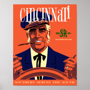 Póster Cincinnati , Afiche de viaje por ferrocarril de es
