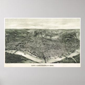Póster Cincinnati birdseye map - 1900 (Henderson) BigMapB
