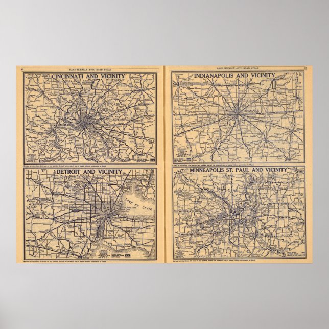 Póster Cincinnati, Detroit, Indianápolis (Frente)