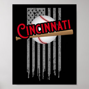 Póster Cincinnati Oh Usa Bandera La Reina Ciudad Chip Sic