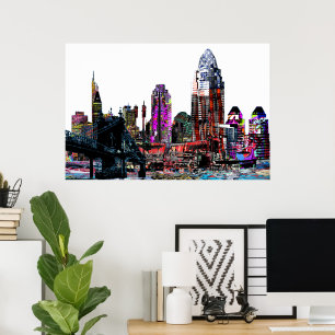 Póster Cincinnati, Ohio en graffiti