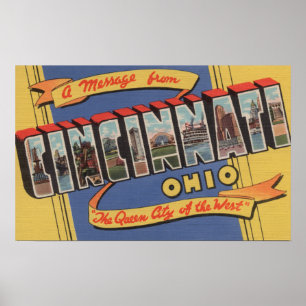 Póster Cincinnati, Ohio - Large Letter Scenes 2