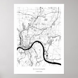 Póster Cincinnati Ohio Mapa Mínimo Simple Moderno