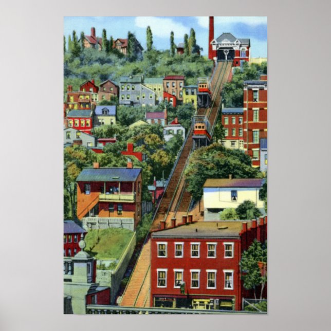 Póster Cincinnati Ohio Mt Adams Incline (Frente)