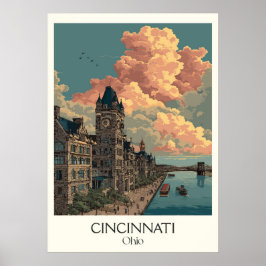 Póster Cincinnati Ohio Queen City Skyline
