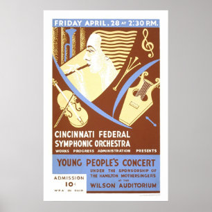 Póster Cincinnati Orchestra 1939 WPA