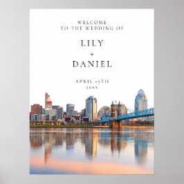 Póster Cincinnati Skyline Wedding Welcome Sign