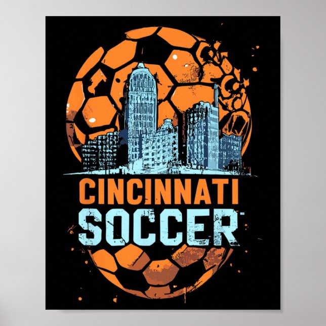 Póster Cincinnati Soccer City Skyline Cool Cincy 513  (Frente)