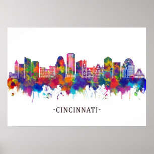 Póster Cincinnati USA Skyline