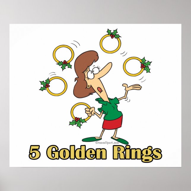 Póster cinco anillos de oro 5º quinto día de navidad (Frente)