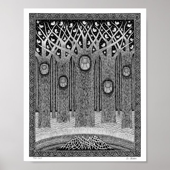 Póster Cinco búhos (Frente)