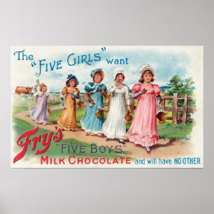 Póster Cinco Chicas quieren el chocolate de leche de cinc