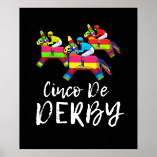 Póster Cinco De Derby Kentucky pinata Sombrero Mexicanos