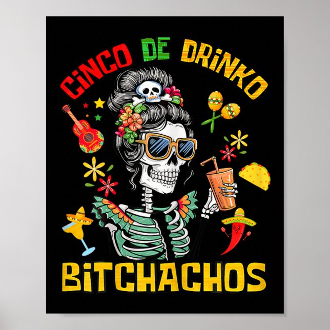 Póster Cinco De Drinko Achos Cinco De Mayo Beber (Frente)
