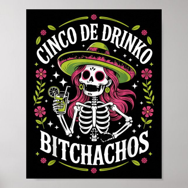 Póster Cinco De Drinko Achos Cinco De Mayo Fiesta Mexican (Frente)