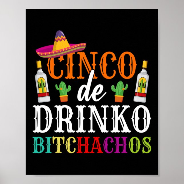 Póster Cinco De Drinko Achos Cinco De Mayo Mujeres Fiesta (Frente)