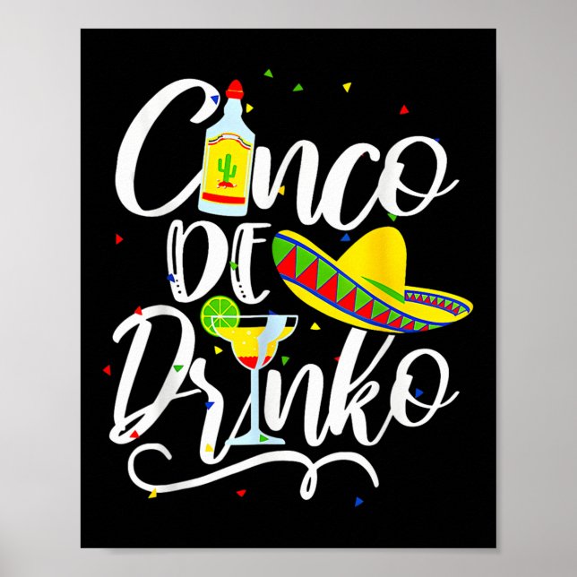 Póster Cinco De Drinko Funny Cinco De Mayo Hombres Mujere (Frente)