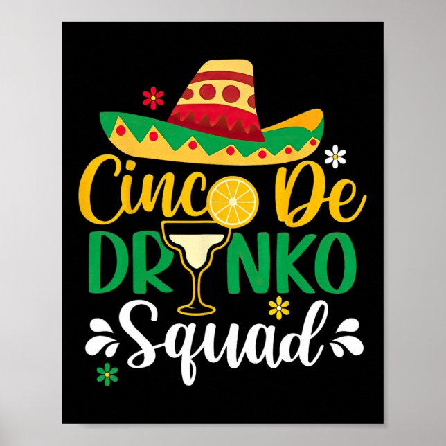 Póster Cinco De Drinko Funy Cinco De Mayo Mexicano (Frente)