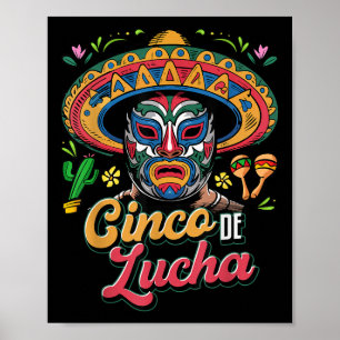 Póster Cinco de lucha, luchador, lucha libre, cinco diver