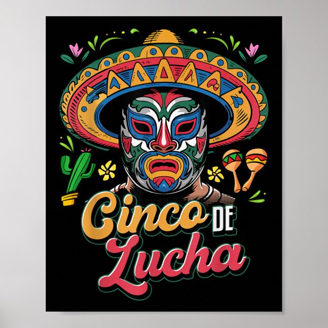 Póster Cinco de lucha, luchador, lucha libre, cinco diver (Frente)