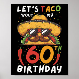 Póster Cinco De Mayo 60 años Taco edad 60 años Bi mexican