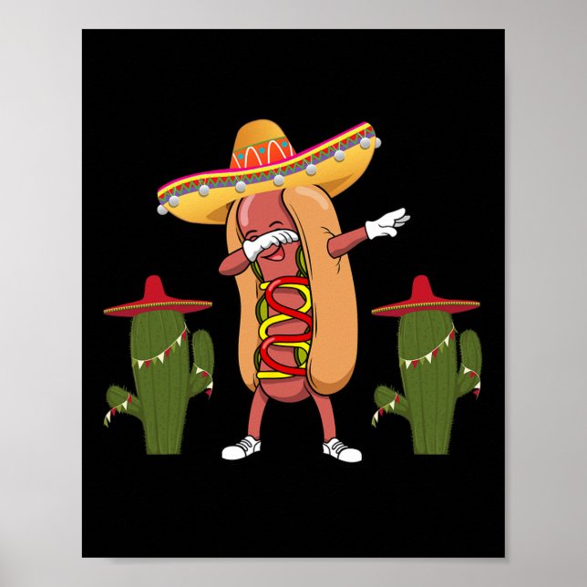 Póster Cinco De Mayo Cactus De Perro Caliente Bailando (Frente)