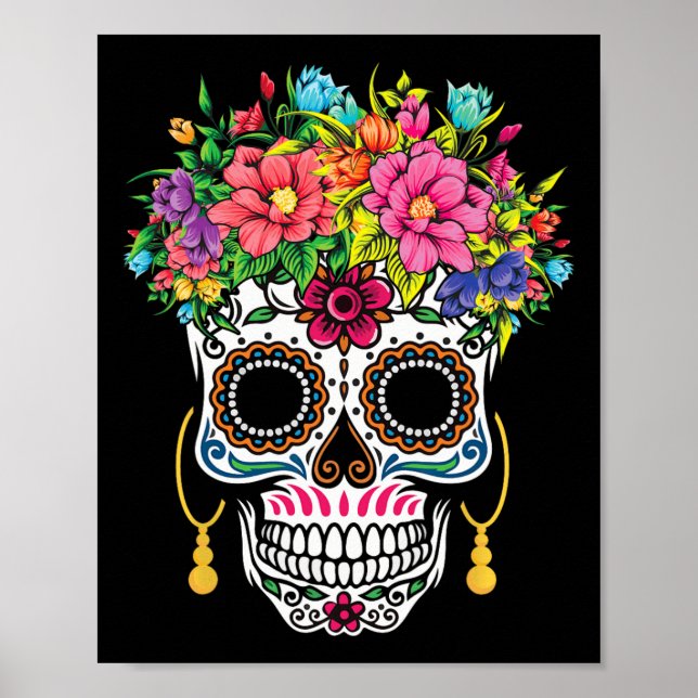 Póster Cinco De Mayo Cráneo De Azúcar Día De Los Muertos  (Frente)