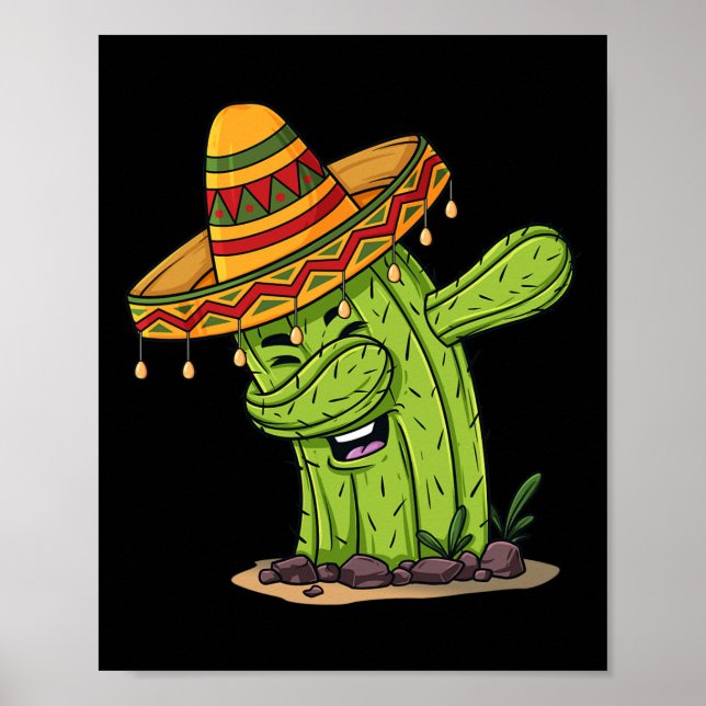Póster Cinco de Mayo Dabbing Cactus Niños divertidos (Frente)
