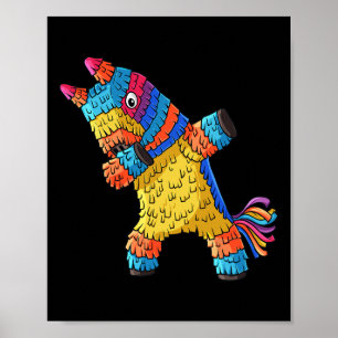 Póster Cinco de Mayo Dabbing Donkey Pinata Diversión Mexi
