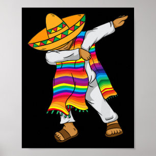 Póster Cinco De Mayo Dabbing Niños Poncho mexicanos peque