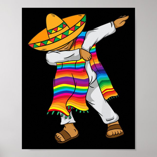 Póster Cinco De Mayo Dabbing Niños Poncho mexicanos peque (Frente)
