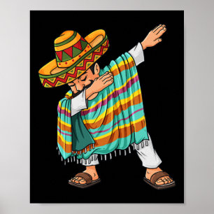 Póster Cinco de Mayo dabbing Poncho Sombrero Fun mexicano