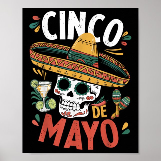Póster Cinco de mayo divertida camisa Fiesta mexicana de  (Frente)