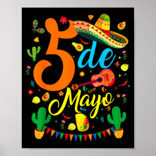 Póster Cinco de mayo divertida fiesta mexicana 5 de mayo