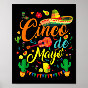 Póster Cinco de mayo divertida fiesta mexicana fiesta 5 d